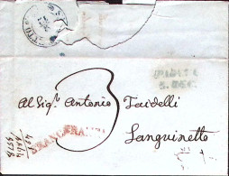 1848 LOMBARDO VENETO Sanguinetto SD Blu (2.12) Su Lettera Completa Di Testo - 1. ...-1850 Vorphilatelie