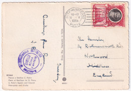 1954-VATICANO Papi Lire 35 (164) Isolato Su Cartolina (16.10) Per La Gran Bretag - Other & Unclassified
