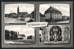 AK Königshofen, Marktplatz, Rathaus, Kirche Ipthausen Mit Innenansicht  - Bad Königshofen