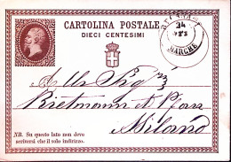 1879-Cartolina Postale Centesimi 10, Recanati (24.10) - Entiers Postaux