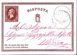 1879-Cartolina Postale R.P. Parte Risposta Noto (1.11) - Postwaardestukken