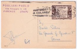 1960-SPEDIZIONE MILLE Lire 10 (882) Isolato Su Cartolina - 1946-60: Storia Postale