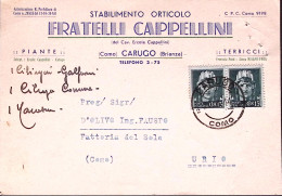 1944-IMPERIALE Coppia C.15 Su Cartolina Carugo (30.3) Segni Di Spillo - Marcofilía