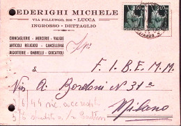 1946-Democratica Coppia C.60 Su Cartolina Lucca (30.1) Fori Archivio - 1946-60: Storia Postale