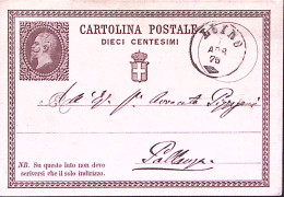 1875-LUINO C.2 (26.11) Su Cartolina Postale Effigie C.10 - Stamped Stationery