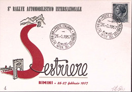 1957-RIMINI VIII^Rallye Automobilistico Del Sestriere (26.2) Su Cartolina - Manifestations