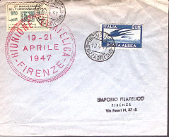 1947-FIRENZE Riunione Filatelica Annullo Speciale Rosso (19/2.4) E Chiudilettera - Posta Aerea