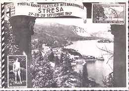 1947-STRESA Mostra Raduno Filatelico Annullo Speciale (29.9) Su Cartolina - Expositions