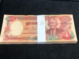Cambodia Banknotes Bank Of Kampuchea 1975 Issue-replacement Note -100 Pcs Consecutive Numbers1-100 Aunc Very Rare100 Pcs - Cambodja