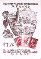 1957-MERANO X Mostra Filatelica Internazionale Annullo Speciale (5.10) Su Cartol - Expositions