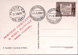 1956-Venezia-PADOVA SERVIZIO AMBULANTE Posta FLUVIALE Lineare Rosso (21.5) Su Ca - 1946-60: Storia Postale