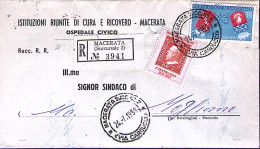 1959-FR.LLI SICILIA Lire 60 + GEMELLAGGIO1958 Lire 25 Su Piego Raccomandato Mace - 1946-60: Storia Postale