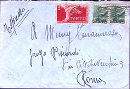 1946-Espresso Lire 5 + Democratica Coppia Lire 1 Su Espresso Milano (13.1) - 1946-60: Storia Postale