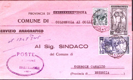 1953-FORZE ARMATE Lire 10 + IT LAVORO Lire 1 E 2 Su Piego Comunale Colognola (3. - 1946-60: Storia Postale