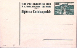 1946-Istria Ammin.Militare Jugoslava Cartolina Postale Lire 3 Verde Su Camoscio  - Joegoslavische Bez.: Istrië