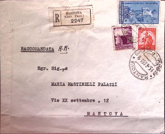 1950-UNESCO Lire 55 + Democratica Lire 10 E 20 Su Raccomandata Mantova (5.6) - 1946-60: Storia Postale