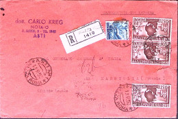 1950-FIERA LENANTE1950 Singolo E Coppia Lire 20 + Democratica Lire 15 Su Raccoma - 1946-60: Storia Postale