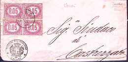 1876-(F=on Piece) FR.LLI SERVIZIO Due Singoli E Coppia C.0,05 Su Largo Frammento - Poststempel