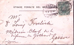 1892-STEMMI C.5 Isolato Su Biglietto Strade Ferrate Del Mediterraneo Ann.Venezia - Marcofilie