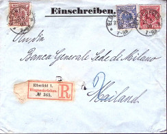 1892-GERMANIA Aquila P.10, 20 E 50 Su Raccomandata Elberfeld Per L'Italia - Briefe U. Dokumente