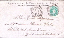 1891-STEMMI C.5 Isolato Su Busta Torino 820.1) - Marcophilia