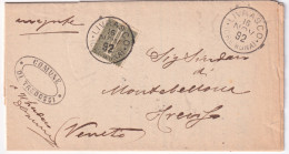 1892-CIFRA C.1 (T14) Isolato Su Piego Livrasco (16.11) - Poststempel