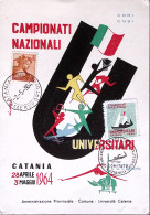 1954-CATANIA Campionati Universitari Annullo Speciale (2.5) Su Cartolina - Manifestaciones