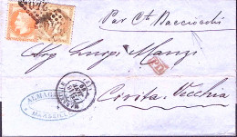 1869-Francia Par C.to Bacchiocchi Manoscritto Su Lettera Completa Testo Affr. C. - 1863-1870 Napoléon III. Laure