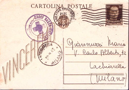 1943-CROCE ROSSA CREMONA Tondo Su Cartolina Postale Vinceremo C.30 Cremona (21.9 - Cruz Roja