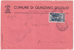 1953-Italia Al Lavoro Lire 15 Su Busta Quinzano D'Oglio - 1946-60: Storia Postale