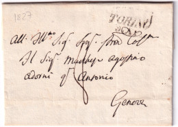 1827-TORINO SI Su Lettera Completa Testo (8.4) - ...-1850 Voorfilatelie