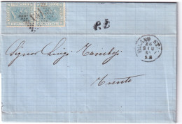 1869-EFFIGIE Coppia C.20 Su Lettera Completa Testo Milano Staz (25.6) Per L'Aust - Marcofilía