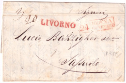 1832-LIVORNO SD In Rosso Arrivo Su Lettera Completa Testo Da TORINO (18.9) - ...-1850 Voorfilatelie