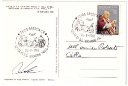 1982-VISITA PAPA GIOVANNI PAOLO II^a BRESCIA Annullo Speciale (26.9) Su Cartolin - 1981-90: Marcophilia