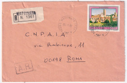 1982-PROPAGANDA TURISTICA Lire 900 Tarquinia (1565) Isolato Su Raccomandata Matt - 1981-90: Poststempel