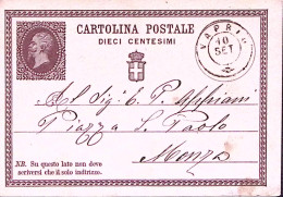 1875-VAPRIO C.2 (10.9) Su Cartolina Postale Effigie C.10 - Postwaardestukken