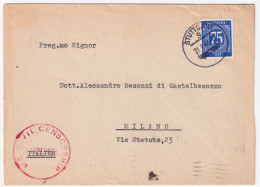 1946-GERMANIA Occ. Interalleata Emissione Comune P.75 Su Busta Stuttgart (21.9)  - Otros & Sin Clasificación