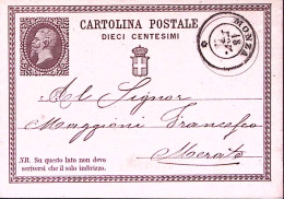 1876-MONZA C.2 (18.11) Su Cartolina Postale Effigie C.10 - Entiers Postaux