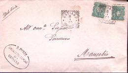 1900-OSTIANO Tondo Riquadrato (8.1) Su Piego Affrancata Stemmi Due C.5 - Marcofilie
