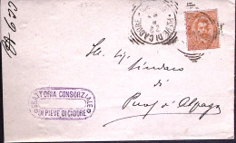 1893-PIEVE DI CADORE Tondo Riquadrato (22.8) Su Piego Affrancata Effigie C.20 - Storia Postale