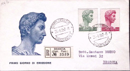 1957-DONATELLO Lire 500 E 1000 Su Fdc Raccomandata - FDC