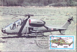 1983-COSTRUZIONI AERONAUTICHE L. 400 A129 Augusta Su Cartolina Maximum Fdc - 1981-90: Marcofilie