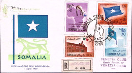 1960-Somalia Proclamazione Indipendenza Serie Completa Su Fdc Venetia Raccomanda - Somalia (1960-...)