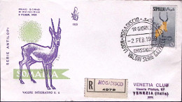1959-SOMALIA A.F.I.S. PA Animali S.5 Su Fdc Venetia Raccomandata - Somalie (AFIS)