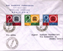 1966-Somalia UNESCO Serie Completa Su Fdc Viaggiata Via Aerea Per L'Italia - Somalie (1960-...)