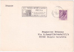 1971-IMPERIA XIII^TORNEO INT. SCACCHI (20.9) Annullo Speciale Su Busta - 1971-80: Poststempel
