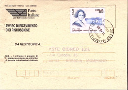 1999-Morte Eleonora De Fonseca Pimentel Lire 800 Isolato Su Avviso Ricevimento - 1991-00: Marcophilia