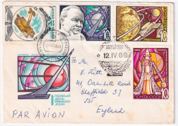 1969-RUSSIA Giorn. Cosmonauta '69 Serie Cpl. (3478/0) Su Fdc Via Aerea Viaggiata - Lettres & Documents