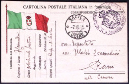 1915-Cartolina Franchigia Non Ufficiale Bandiera A Sinistra Nero, Verde E Rosso  - Altri & Non Classificati