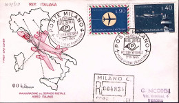 1965-Volo Postale Notturno Serie Completa Su Fdc Raccomandata - Luchtpost